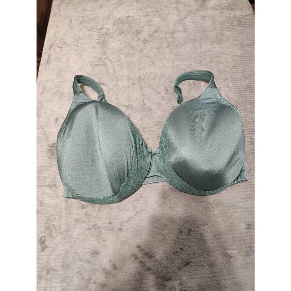 Cacique Lightly Lined Full Coverage Lace Bra 40F Teal - Picture 1 of 4